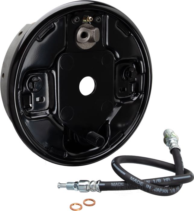 Portafreno; atto per Big Twin 1963-1972; dietro; acciaio, nero, rivestito a polvere; rimpiazza OEM HD 41646-63, 42300-63 e 41744-58; peso lordo: 3.01 kg