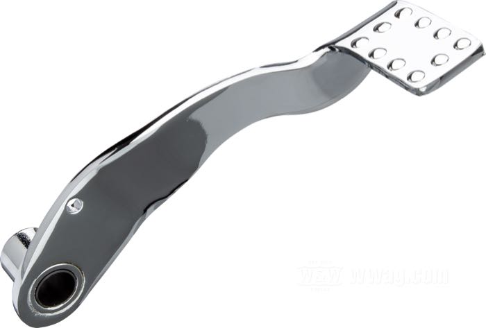 Pédale de frein »Custom« de Paughco; adaptable à Big Twin 1937-1957; acier, chromé; USA; CONSEIL: Non compatible avec les plâteaux de base frein de style OEM. Destinés à être utilisé avec les plaques de base Paughco.; poids brut: 486 g