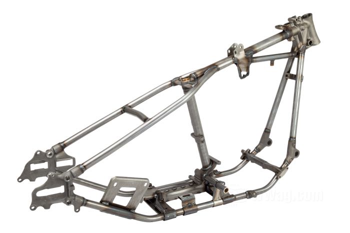 Telaio rigido »Straightleg« di VG Classic Frames & Parts; atto per Panhead tardi 1954-1957; acciaio / ghisa sferoidale, naturale; rake: 30 °; rimpiazza OEM HD 47003-54A; Paesi Bassi; peso lordo: 37 kg