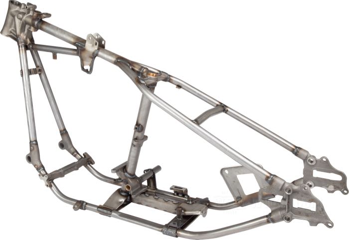 Telaio rigido »Straightleg« di VG Classic Frames & Parts; atto per Panhead tardi 1954-1957; acciaio / ghisa sferoidale, naturale; rake: 30 °; rimpiazza OEM HD 47003-54A; Paesi Bassi; peso lordo: 37 kg