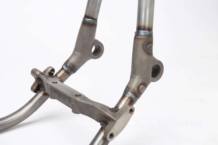 Telaio rigido »Straightleg« di VG Classic Frames & Parts; atto per Panhead tardi 1954-1957; acciaio / ghisa sferoidale, naturale; rake: 30 °; rimpiazza OEM HD 47003-54A; Paesi Bassi; peso lordo: 37 kg