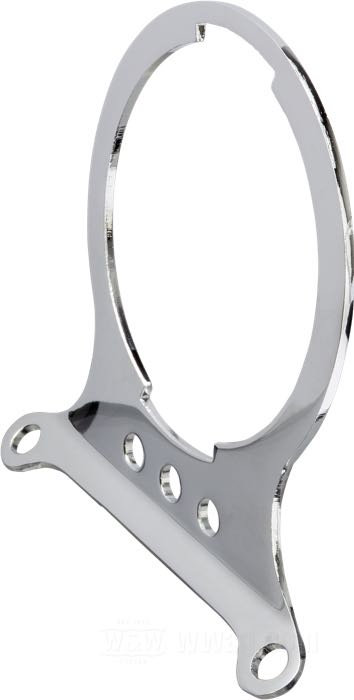 Mounting bracket; for Speedometer; fits Sportster 1983-1994, FXE 80 1983-early 1984, FXR 1983-1994; steel, chrome-plated, without visor, three indicator light holes; replaces OEM HD 67053-83; gross weight: 122 g