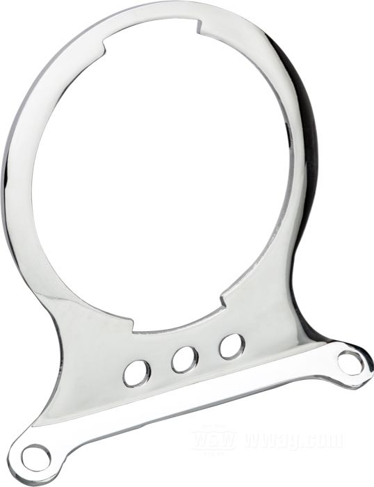 Mounting bracket; for Speedometer; fits Sportster 1983-1994, FXE 80 1983-early 1984, FXR 1983-1994; steel, chrome-plated, without visor, three indicator light holes; replaces OEM HD 67053-83; gross weight: 122 g