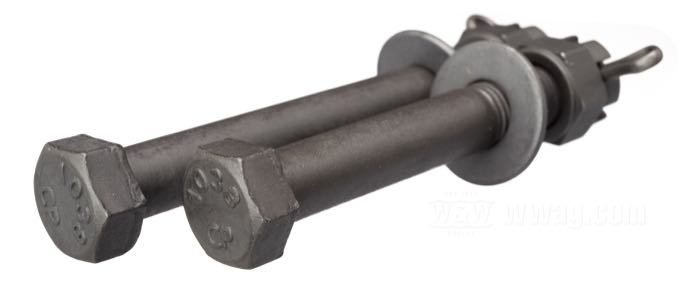 Schraubensatz von Colony; für Motorhalterung unten; passend für Big Twin OHV 1958-1965; Stahl, parkerisiert, Schraubenköpfe mit CP1038-Stempelung; ersetzt OEM HD 24791-36, 4435W, 6395B, 7809 und 528; USA; Bruttogewicht: 240 g