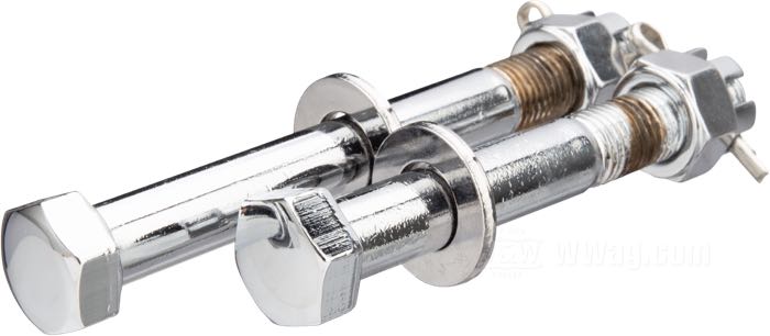 Kit boulonnerie de Colony; pour support moteur inférieur; adaptable à Big Twin OHV 1936-1957; acier, chromé / parkerisé, têtes plaines; remplace OEM HD 24791-36, 24794-36, 24797-36, 24800-36, 6395 et 528; USA; poids brut: 290 g