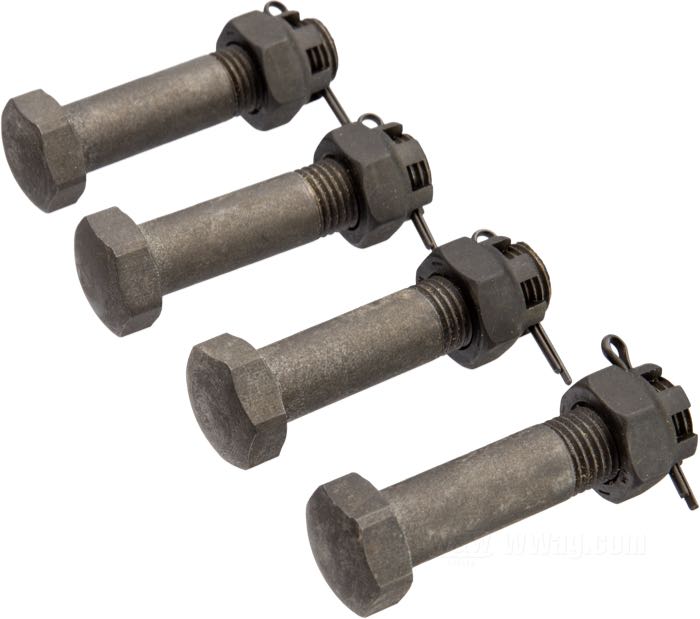 Kit boulonnerie de Competition Distributing; pour Support moteur; adaptable à Twins 1919-1929; acier, parkerisé; hexagonal; filetage: 3/8”-24; longueur: 1-5/8 ” (41 mm); clé: 9/16 ”; remplace OEM HD 076; USA; poids brut: 150 g
