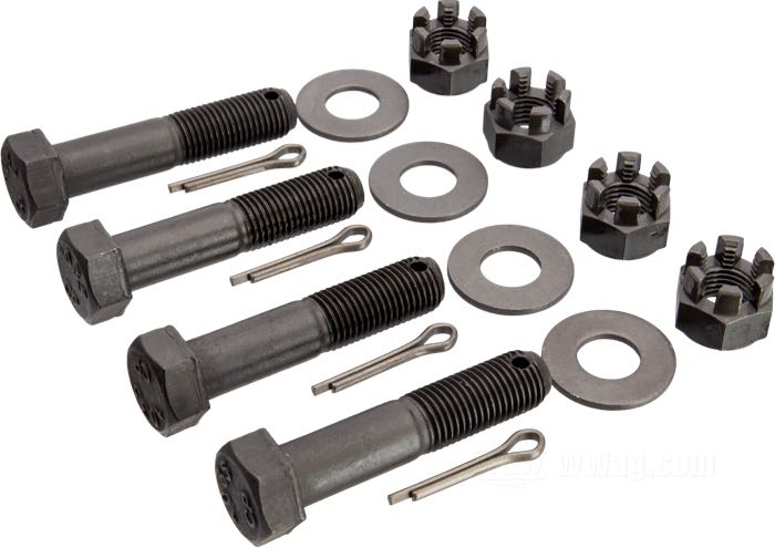 Kit boulonnerie de Colony; pour support moteur inférieur; adaptable à 750cc 1929-1952, Big Twin 1930-1936; acier, parkerisé, tête des boulons avec marque CP1035; hexagonal; remplace OEM HD 4379, 6395 et 7809; USA; poids brut: 180 g