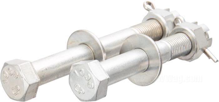 Kit boulonnerie de Colony; pour support moteur inférieur; adaptable à Big Twin OHV 1936-1957; acier, parkerisé / CAD (procédé ZnNi), tête des boulons avec marque CP1038; remplace OEM HD 24791-36, 24794-36, 24797-36, 24800-36, 6395 et 528; USA; poids brut: 296 g