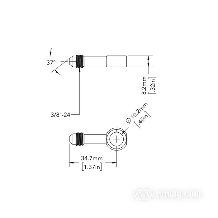 Fitting by Goodridge; aluminum, black, anodised, straight; Ø 3/8”; connection thread: JIC 37°-3→banjo; gross weight: 10 g