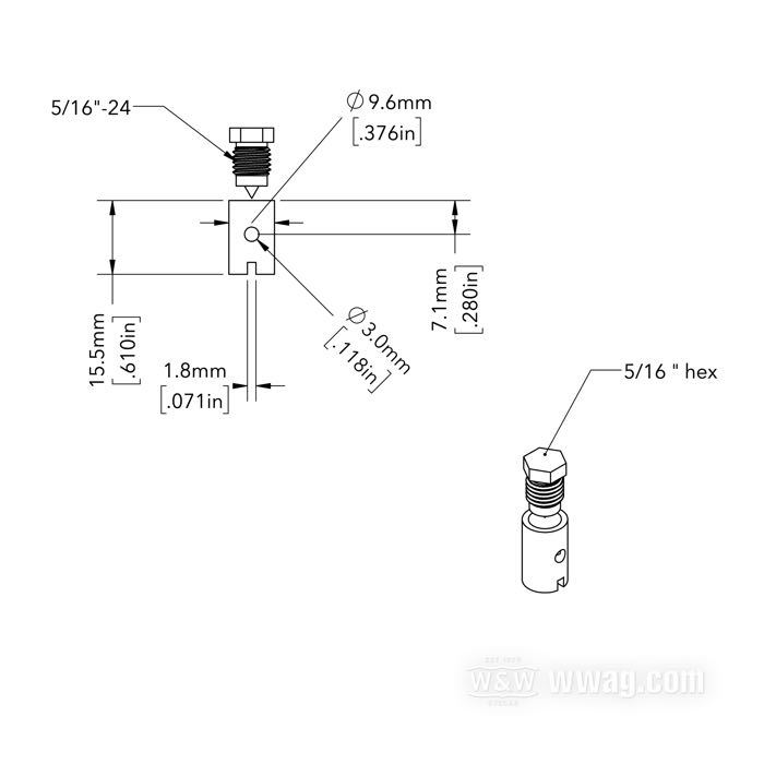 Nippolo a vite di Barnett; acciaio; Ø 9.6 mm; U.S.A.; peso lordo: 10 g