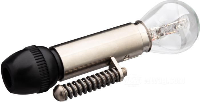 Glühlampenfassung von The Cyclery; für originale Scheinwerfer 1926-1928; Stahl / Kunststoff, vernickelt; Sockel: BA15d; mit 6 V Glühlampe; Europa; Bruttogewicht: 71 g