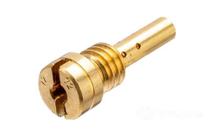 Chiclé intermedio ; apropiado para Sportster 1976-1987, Big Twin 1976-1989; latón; para carburadores Keihin de mariposa; rosca: M4.5; #72; reemplaza OEM HD 27897-78; peso bruto: 10 g