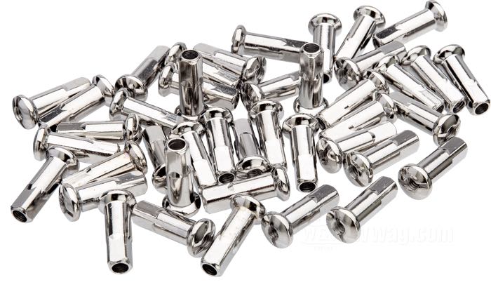 Nipples de rayon; extra long; acier, acier, chromé; longueur: 25 mm; Ø 7.1 mm; filetage: 8G-32; poids brut: 230 g