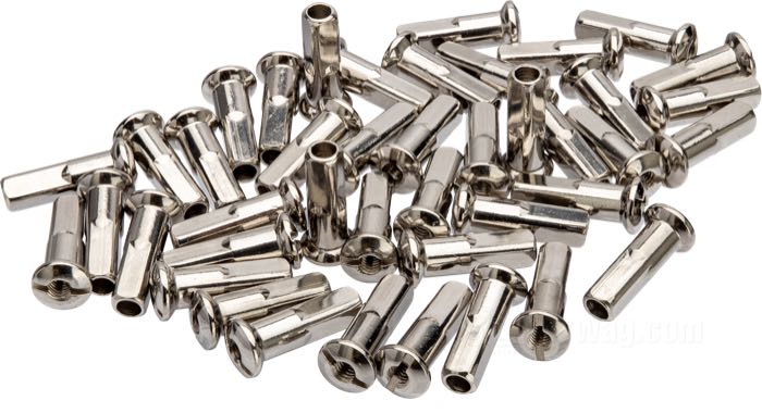 Nipples de rayon; extra long; acier, acier inox, poli; longueur: 25 mm; Ø 7.1 mm; filetage: 8G-32; poids brut: 230 g
