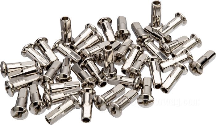 Nipples de rayon; longueur standard; acier, acier inox, poli; longueur: 22 mm; Ø 7.1 mm; filetage: 8G-32; poids brut: 210 g