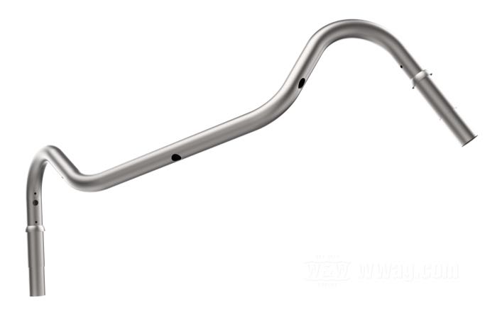 Handlebar »Flanders #11X-HD« by Faber Cycle; for 1935-1948 grip spirals; steel, bare; Ø 1”; thread: 57/64”-24; wire routing: through handlebar; wall thickness: 2 mm; USA; gross weight: 1.3 kg