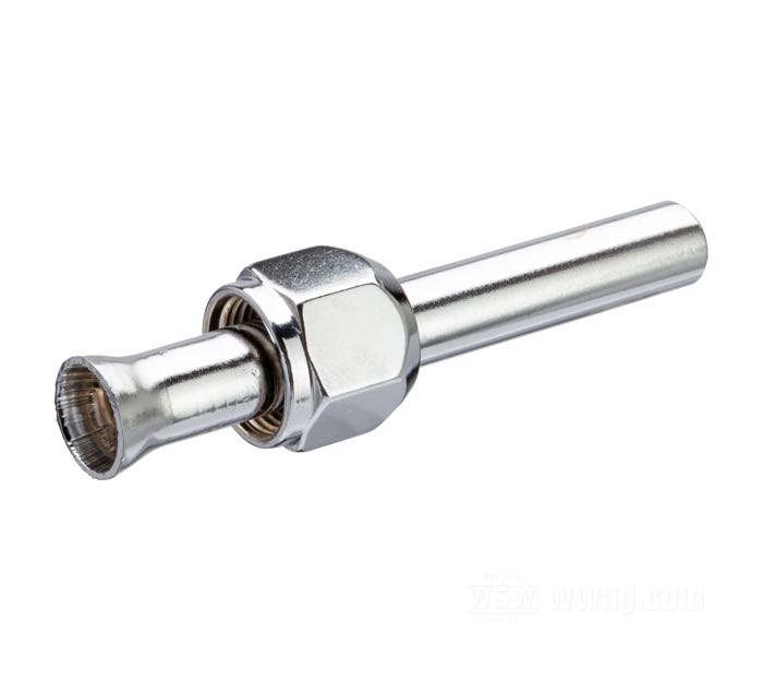 Sleeve nut and pipe; steel, chrome-plated, straight; thread: 9/16”-24; with adaptor fitting; gross weight: 30 g