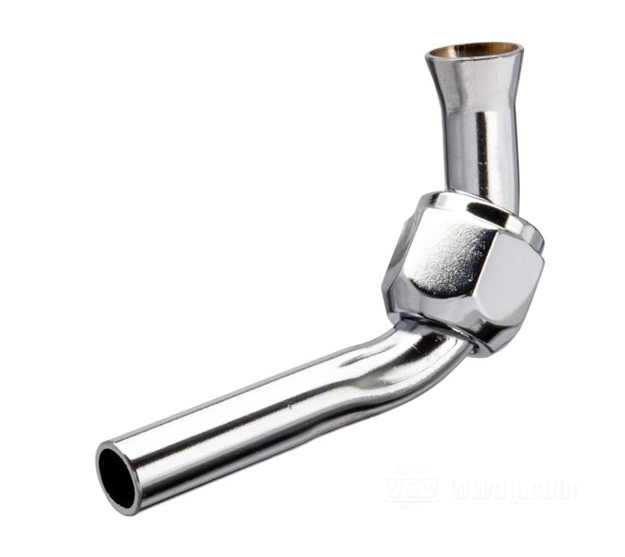 Sleeve nut and pipe; steel, chrome-plated, 90°; thread: 9/16”-24; with adaptor fitting; gross weight: 35 g
