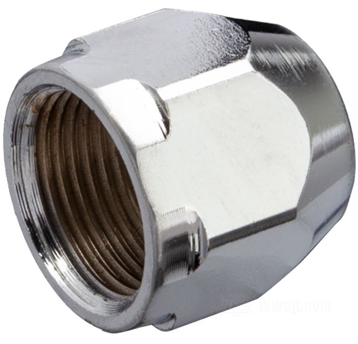 Sleeve nut; steel, chrome-plated; thread: 9/16”-24; gross weight: 10 g