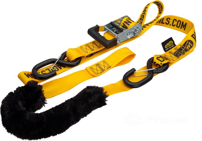 Cinghie da trasporto »Loadmaster« di PanAm; acciaio / nylon, giallo; lunghezza x larghezza: 210 cm x 38 mm; U.S.A.; peso lordo: 1.13 kg