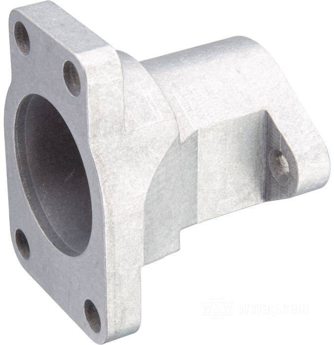 Adapter von Bates; für 32 mm AMAL Vergaser → 4-Schrauben Ansaugstutzen Linkert; passend für OHV 1940-1965, K-Model 1952-1956, WR; Billet-Aluminium; Länge: 60 mm; Deutschland; Bruttogewicht: 190 g