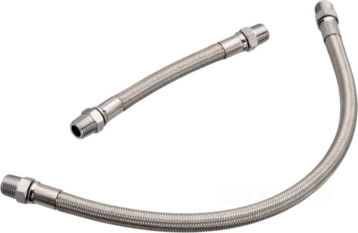Oil line; for Rocker housings; fits Shovelhead 1966-1984; stainless steel, braided steel; gross weight: 70 g