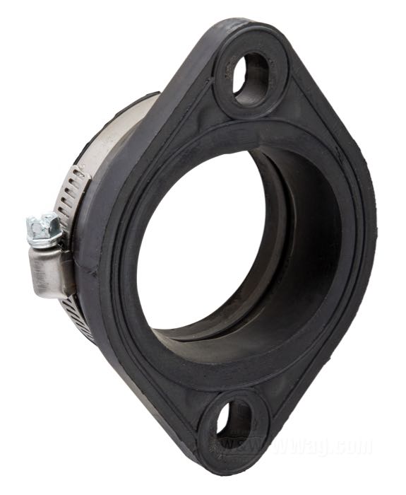 Adapter; for Manifold; for Mikuni HSR 42, for oval Mikuni Manifold; rubber / steel, mounting hole distance: 70-75 mm; length: 25.5 mm; for Mikuni carburetors; Spigot Ø: 44 mm; with clamp; gross weight: 170 g