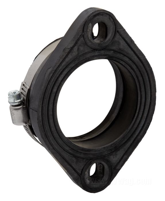Adattatore; per Collettore d'aspirazione; per Mikuni HSR 45; tonda; gomma / acciaio, distanza fori di fissaggio: 70-75 mm; lunghezza: 26 mm; per carburatori Mikuni; Ø connetore: 48 mm; con morsetto; peso lordo: 120 g