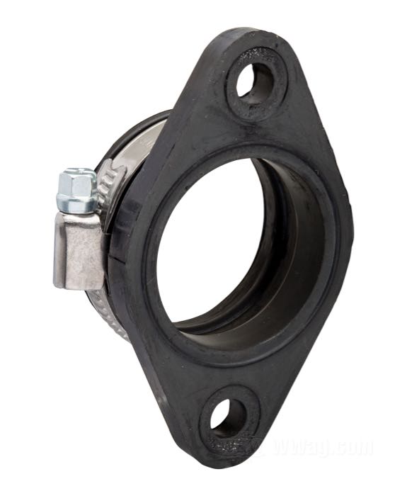 Adattatore; per Collettore d'aspirazione; per carburatori Dell'Orto/Mikuni; gomma / acciaio, distanza fori di fissaggio: 70 mm; lunghezza: 25 mm; per carburatori Mikuni; Ø connetore: 42 mm; con morsetto; peso lordo: 120 g