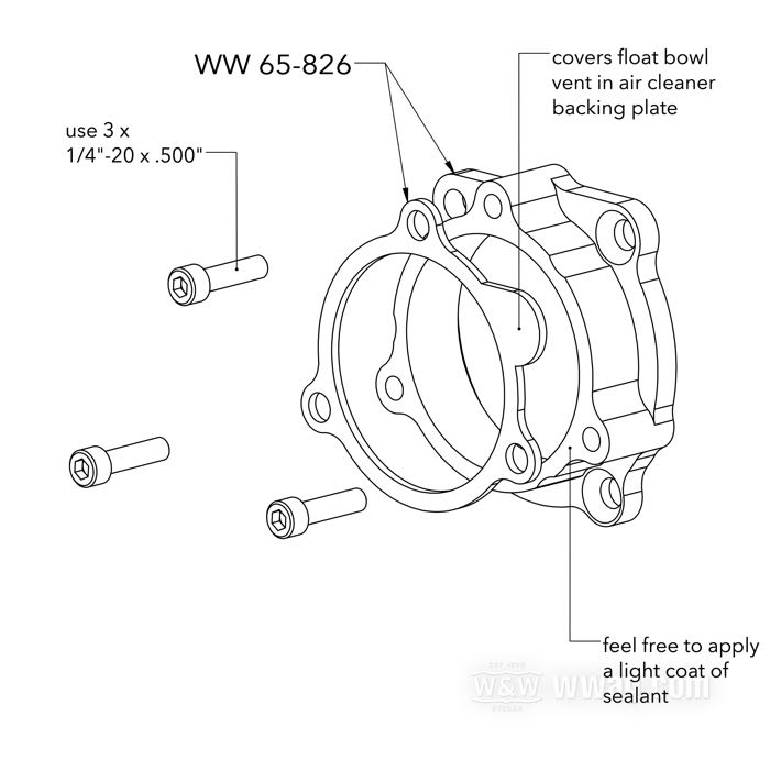Adattatore di Bates; per carburetori Keihin CV 1988→; per filtri aria con schema dei bulloni Tillotson, Bendix o Keihin (ecc. CV); alluminio, burattato; lunghezza: 25 mm; per carburatori CV; filettatura: 1/4”-20; Germania; peso lordo: 130 g