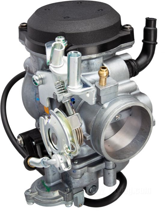 Carburatore a depressione »49 State«; atto per modelli Evolution Softail; alluminio fuso, come colato; con getto del massimo #180 e spillo NOKM; rimpiazza OEM HD 27492-96B; peso lordo: 1 kg