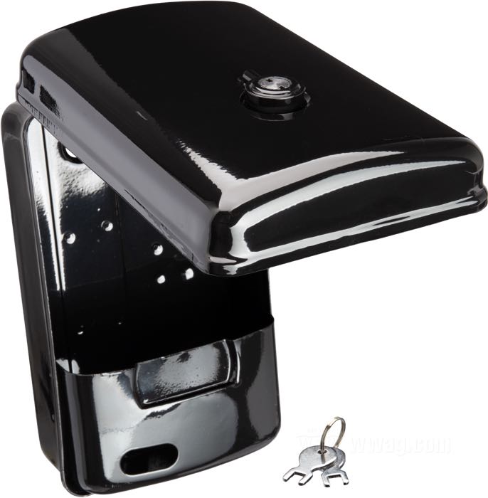 Boîte à outils; adaptable à Knucklehead 1936 and Big Twins 1937-1939; acier, noir, finition époxy, avec charnière; L x H x P: 13 x 20 x 7 cm; remplace OEM HD 3452-36; poids brut: 1.27 kg
