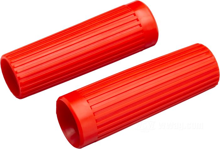 Grip set »Ribbed«; fits models 1974→; TPV (thermoplastic vulcanizate), red; length: 4-7/16”; inner-Ø left: 1 ”; inner-Ø right: 1-1/8 ”; gross weight: 104 g