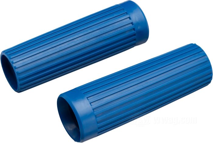 Jeu de poignées; adaptable à modèles 1962-1973; plastique, bleu; longueur: 4-7/16”; Ø int. gauche nominal: 1-1/8 ”; Ø int. droit nominal: 1-1/8 ”; remplace OEM HD 56202-62A; poids brut: 90.8 g