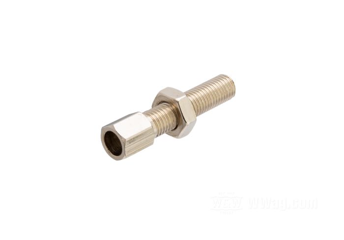 Vite regolazione di Barnett; per Cavo frizione; atto per Big Twin →1967; acciaio, nichelato; lunghezza: 42.86 mm; filettatura: 5/16”-24; U.S.A.; peso lordo: 10 g