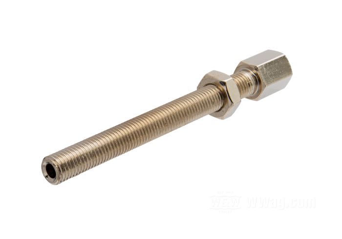 Vite regolazione di Barnett; per Cavo frizione; atto per Sportster (late); acciaio, nichelato; lunghezza: 90.49 mm; filettatura: 5/16”-24; U.S.A.; peso lordo: 30 g