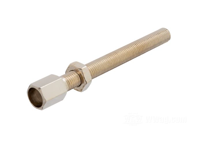 Vite regolazione di Barnett; per Cavo frizione; atto per Sportster (late); acciaio, nichelato; lunghezza: 90.49 mm; filettatura: 5/16”-24; U.S.A.; peso lordo: 30 g