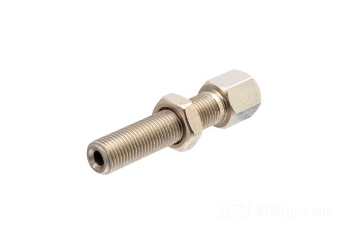 Vite regolazione di Barnett; per Cavo frizione; atto per Big Twin 1968-1983; acciaio, nichelato; lunghezza: 55.56 mm; filettatura: 3/8”-24; U.S.A.; peso lordo: 30 g