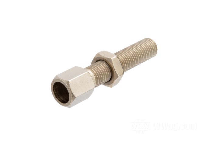 Vite regolazione di Barnett; per Cavo frizione; atto per Big Twin 1968-1983; acciaio, nichelato; lunghezza: 55.56 mm; filettatura: 3/8”-24; U.S.A.; peso lordo: 30 g