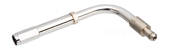 Cable elbow by Barnett; for Idle cable; steel, chrome-plated, PTFE liner; elbow angle: 90°; top end fitting: .220