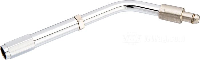 Cable elbow by Barnett; for Idle cable; steel, chrome-plated, PTFE liner; elbow angle: 130°; top end fitting: .220
