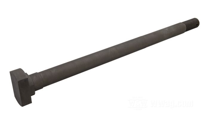 Perno posteriore; per Mozzo Star con cuscinetti conici; atto per Knucklehead 1936, tutte Big Twin 1937-1957; acciaio, parkerizzato; lunghezza: 296 mm; Ø 17.5 mm; filettatura: 5/8”-18; Germania; peso lordo: 580 g