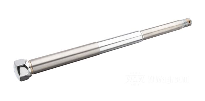 Front axle; for Springer fork; fits Big Twin/WLC/Servi-Car 1936-1957; steel, chrome-plated; length: 260 mm; Ø 17.5 mm; thread: 1/2”-20; replaces OEM HD 43872-36; gross weight: 420 g