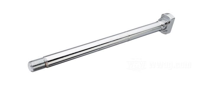 Rear axle; fits OHV 1936, Big Twin 1937-1957; steel, chrome-plated; length: 281 mm; Ø 11/16”; thread: 5/8”-18; replaces OEM HD 41552-36; gross weight: 650 g