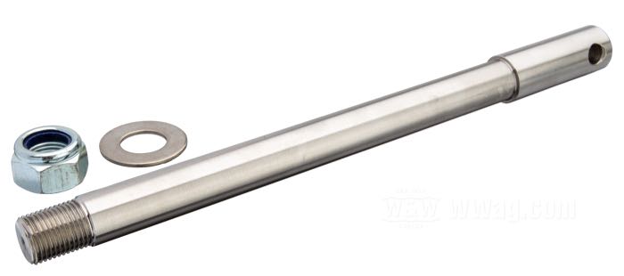 Eje delantero; para horquillas GP35; acero inoxidable; largo: 255 mm; Ø 17 mm; rosca: M16 x 1.5; con tuerca y arandela; Alemania; peso bruto: 520 g