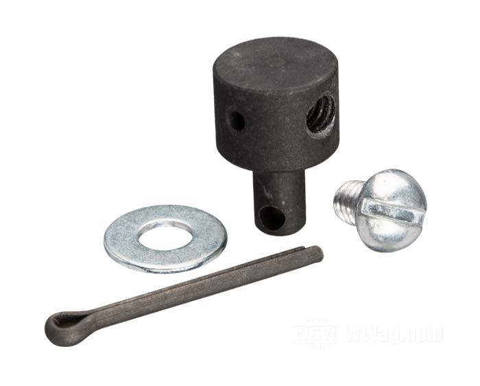 Boquilla; para Cable acelerador; apropiado para modelos →1975; acero, parkerizado, Ø cabeza = 7/16”, Ø mango = 3/16”; largo: 5/8”; para carburadores Linkert/Tillotson/Bendix; con tornillo, arandela y pasador; reemplaza OEM HD 510, 1058W, 61887W, 27450-36 y 27715-67; Europa; peso bruto: 9.8 g
