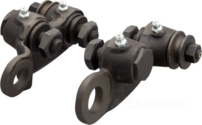 Biscottini »Late Type 1942-1957«; per forcelle Springer Classic e I-Beam; atto per Big Twin 1930-1949, WLC, Servi-Car 1941-1958; acciaio, parkerizzato, con ingrassatori a testa tonda 1939→; con anelli bloccaggio con nasello; rimpiazza OEM HD 45658-30 e 45655-30; Europa; peso lordo: 1.38 kg