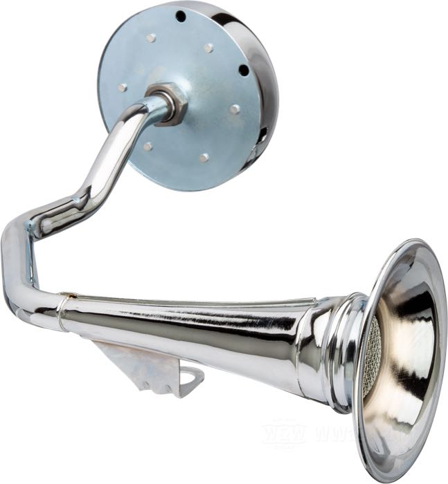 Horn »Trumpet«; fits Big Twin 1954-1964; chrome-plated; 6 V; replaces OEM HD 69022-54; gross weight: 1.86 kg
