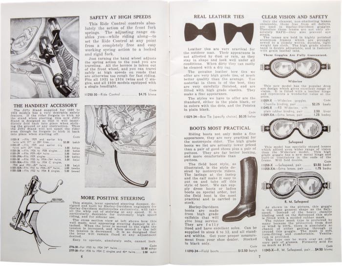 Catalogue »Classic H-D Motorcycle Accessories 1934«; papier; largeur x hauteur: 14.5 x 22.5 cm; noir et blanc; 31 pages; poids brut: 70 g