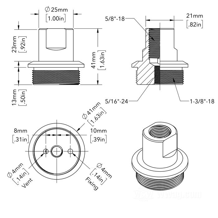 Plug; for Fork tubes; fits FL(H) 1949-1977; steel, chrome-plated; thread: 1-3/8”-18; replaces OEM HD 45776-49; gross weight: 180 g